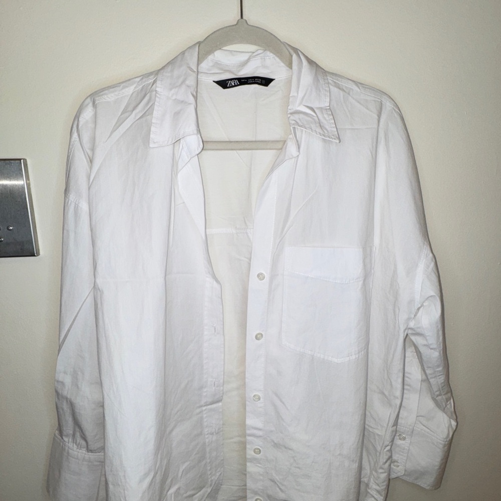 Zara Crisp White Collared Shirt